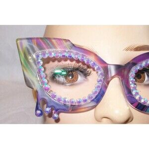 UNIQUE BOUTIQUE PURPLE RAIN READING GLASSES PURPLE RHINESTONES 2.50 CATEYE